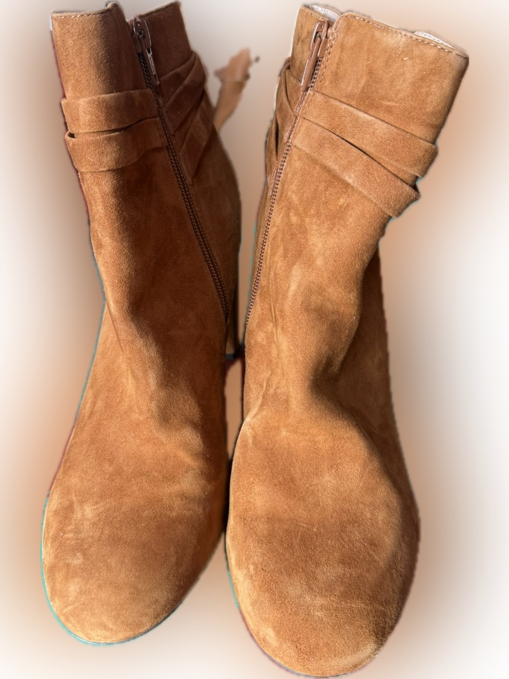 Sole Society Women’s Suede Ankle Boots - Rusty/Gold/Tan